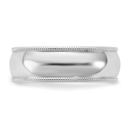 10K White Gold 10Kw 6.5mm Milgrain Half Round Band Size 13.5