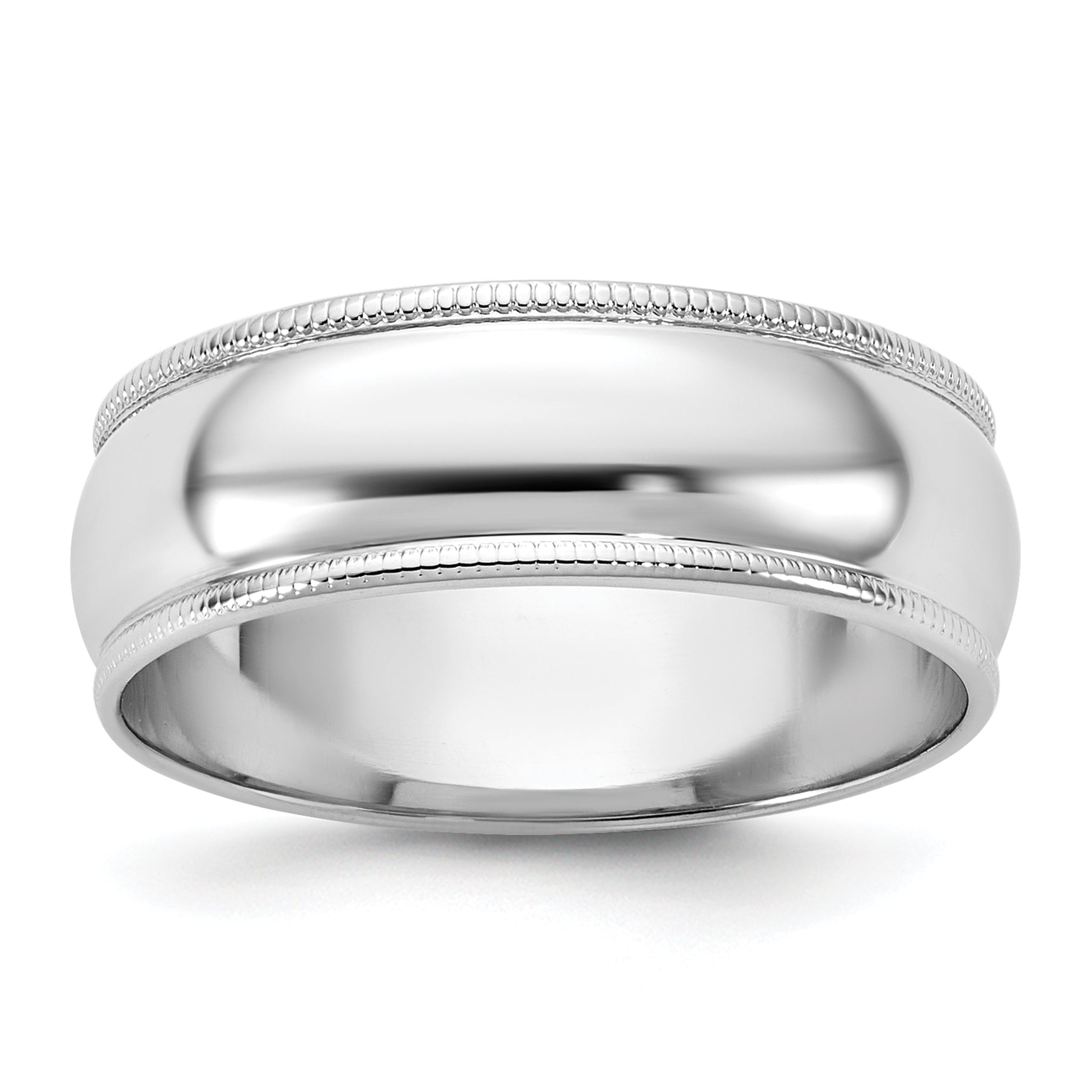 10K White Gold 10Kw 6.5mm Milgrain Half Round Band Size 13.5