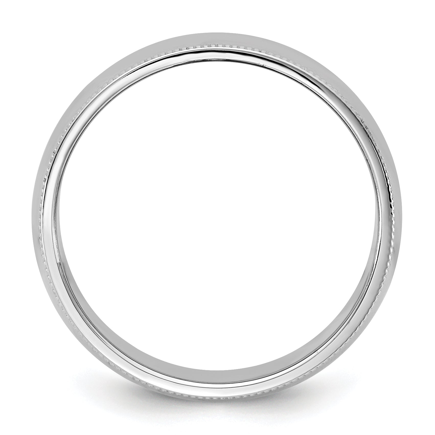 10K White Gold 10Kw 7mm Milgrain Half Round Band Size 13.5