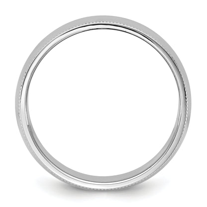 10K White Gold 10Kw 7mm Milgrain Half Round Band Size 13.5