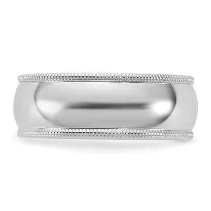 10K White Gold 10Kw 7mm Milgrain Half Round Band Size 13.5