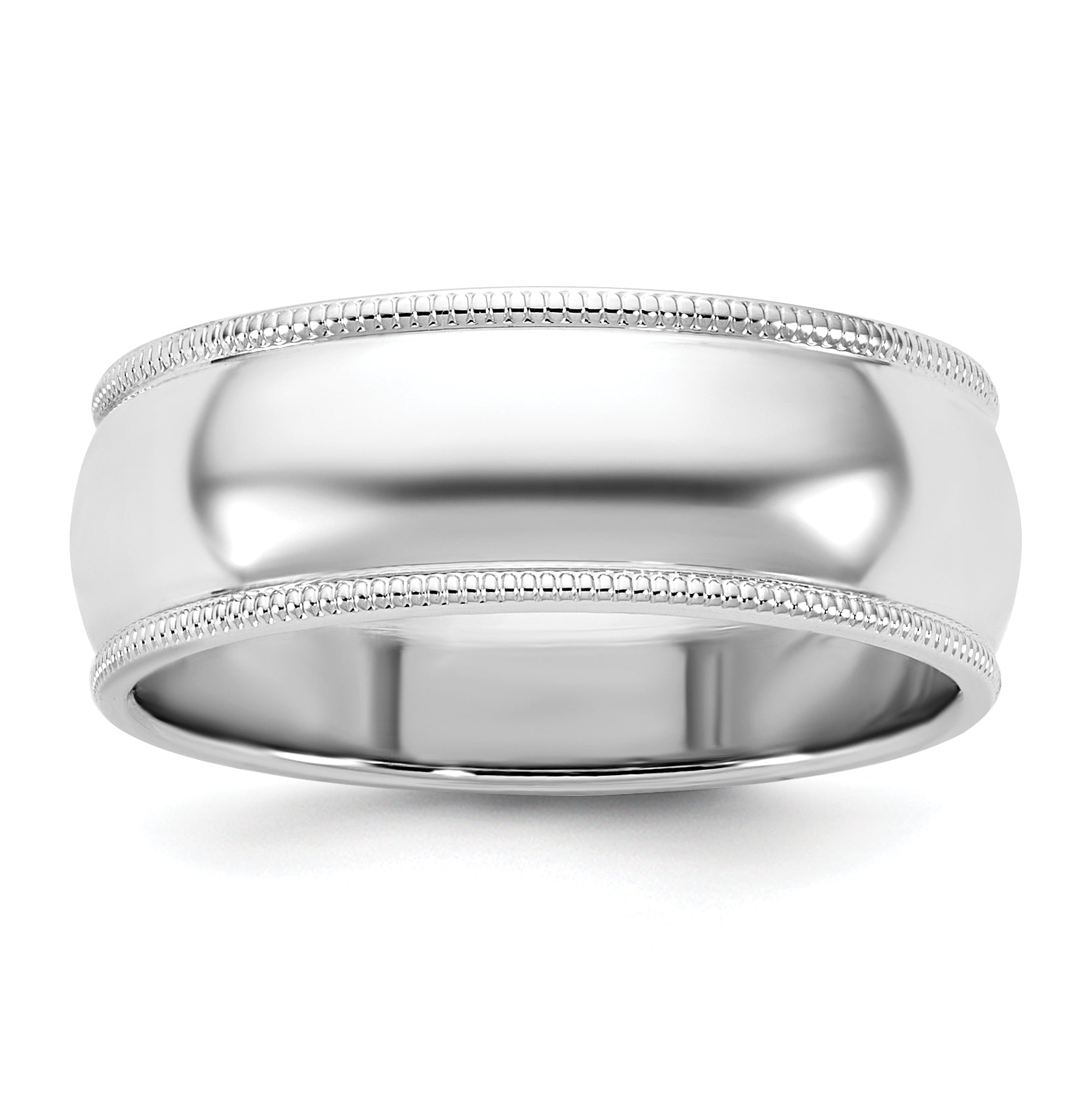 10K White Gold 10Kw 7mm Milgrain Half Round Band Size 13.5