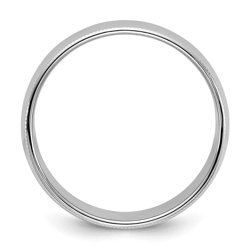18k White Gold 8mm Milgrain Half Round Wedding Band Ring