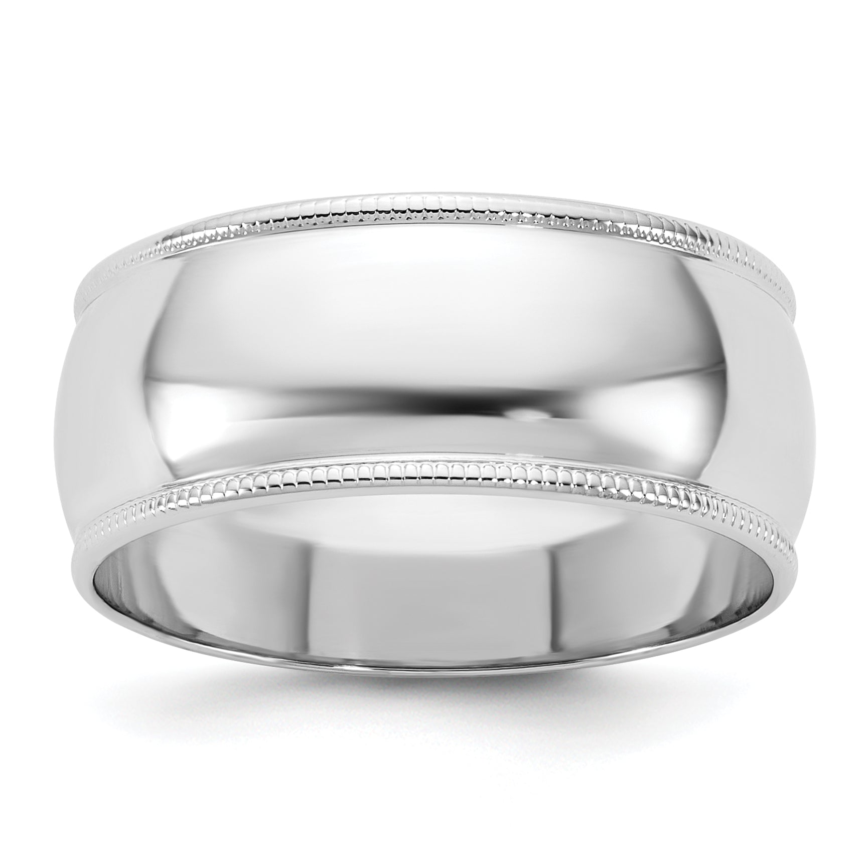 Solid 14K White Gold 8mm Milgrain Half Round Men's/Women's Wedding Band Ring Size 7