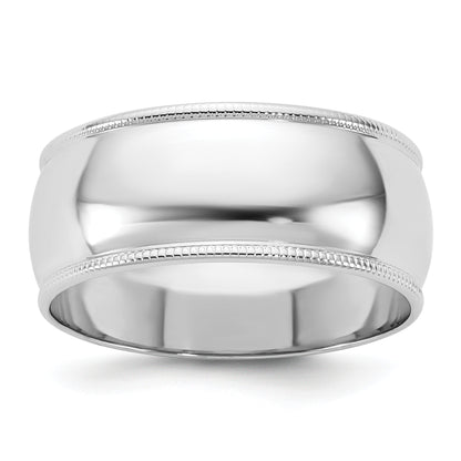 Solid 14K White Gold 8mm Milgrain Half Round Men's/Women's Wedding Band Ring Size 10.5