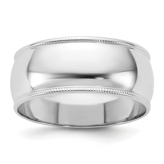Solid 14K White Gold 8mm Milgrain Half Round Men's/Women's Wedding Band Ring Size 14