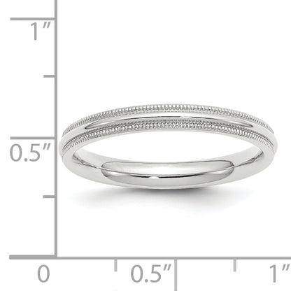 Solid 10K White Gold 3mm Milgrain Comfort Fit Men's/Women's Wedding Band Ring Size 13
