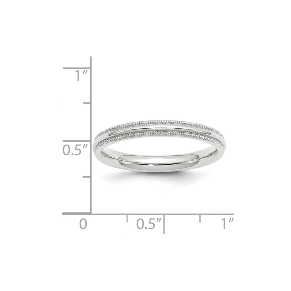 10k White Gold 3mm Milgrain Half Round Comfort Fit Wedding Band Ring