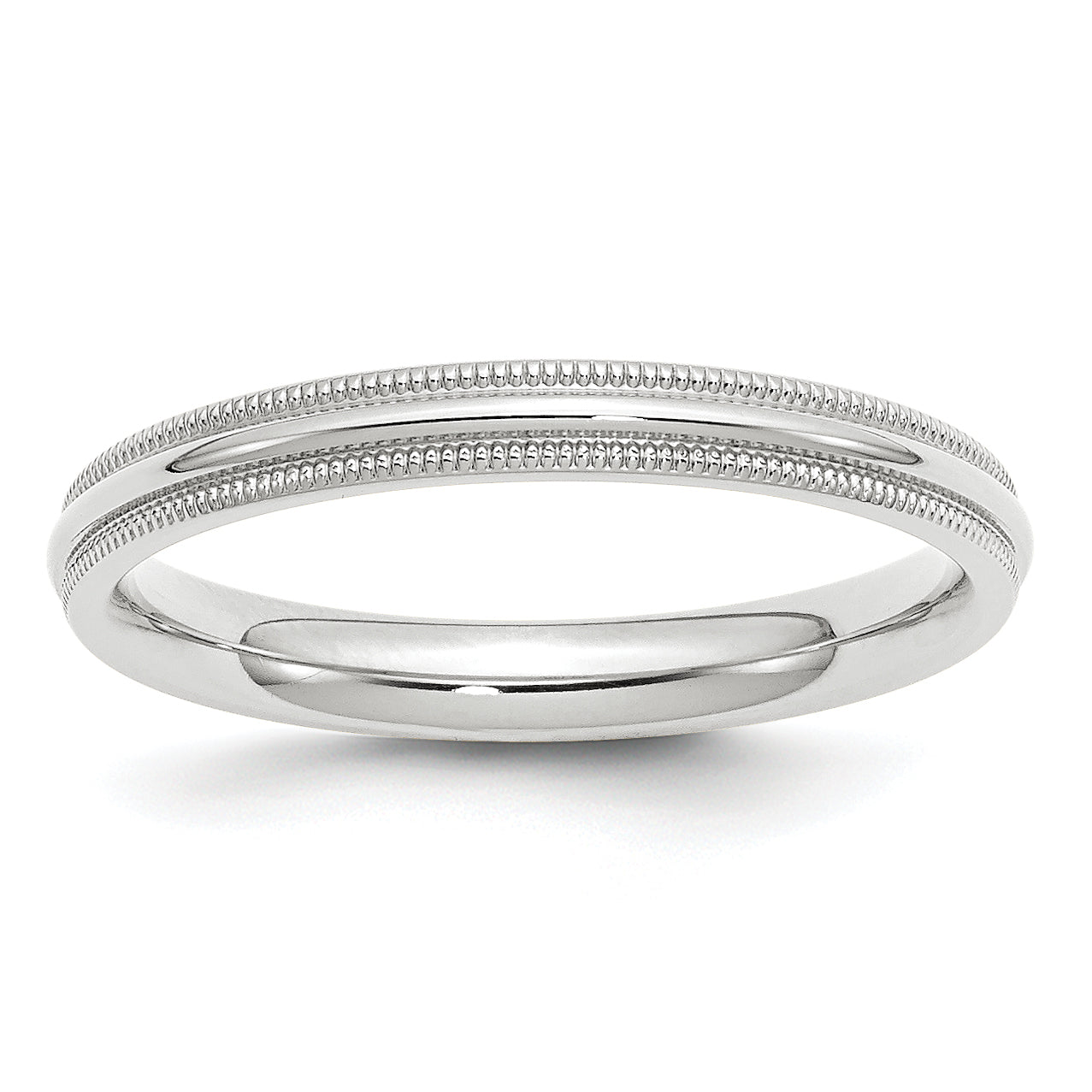 Solid 10K White Gold 3mm Milgrain Comfort Fit Men's/Women's Wedding Band Ring Size 10