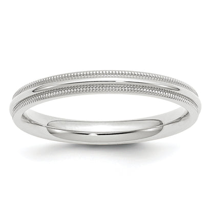 Solid 10K White Gold 3mm Milgrain Comfort Fit Men's/Women's Wedding Band Ring Size 10