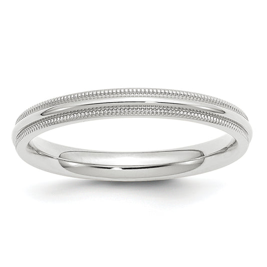 Solid 14K White Gold 3mm Milgrain Comfort Fit Men's/Women's Wedding Band Ring Size 10