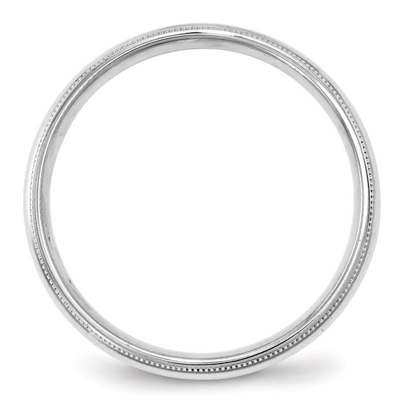 14k White Gold 4mm Milgrain Half Round Comfort Fit Wedding Band Ring