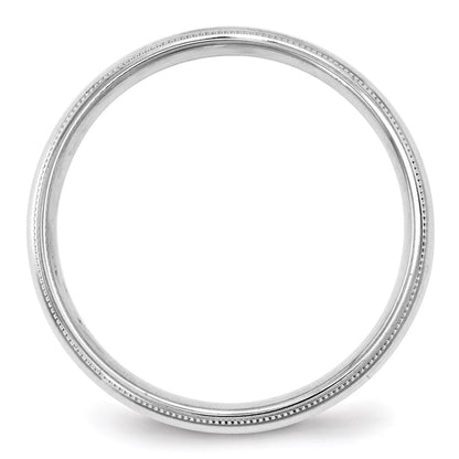 10k White Gold 4mm Milgrain Half Round Comfort Fit Wedding Band Ring