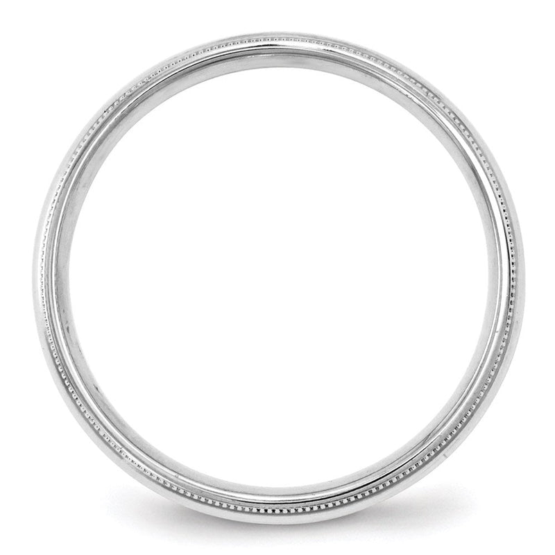 18k White Gold 4mm Milgrain Half Round Comfort Fit Wedding Band Ring