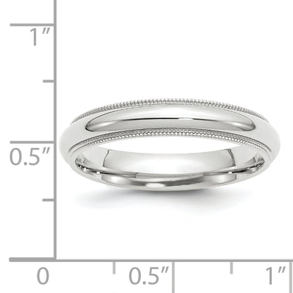 Solid 10K White Gold 4mm Milgrain Comfort Fit Men's/Women's Wedding Band Ring Size 5.5