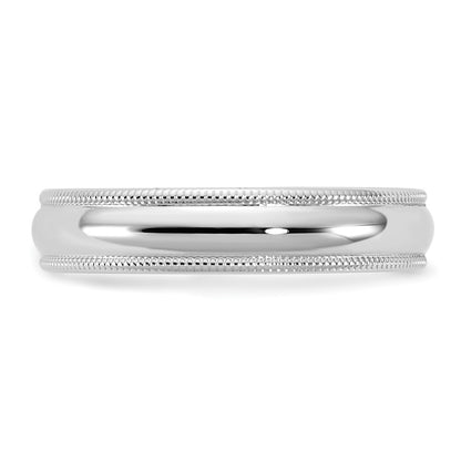 10K White Gold 10Kw 4.5mm Milgrain Comfort Fit Band Size 14