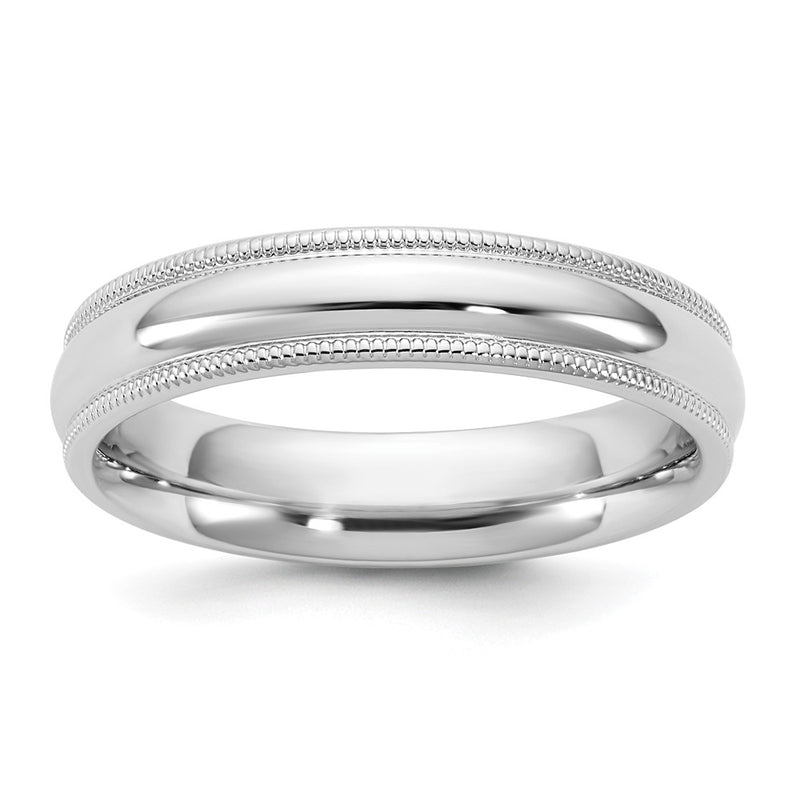 10K White Gold 10Kw 4.5mm Milgrain Comfort Fit Band Size 14