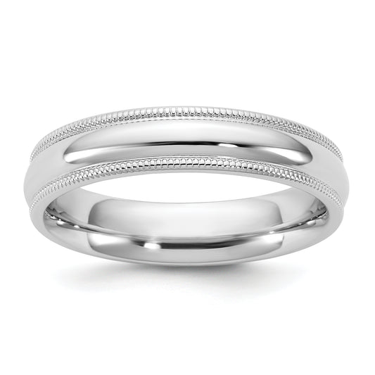 10K White Gold 10Kw 4.5mm Milgrain Comfort Fit Band Size 5.5