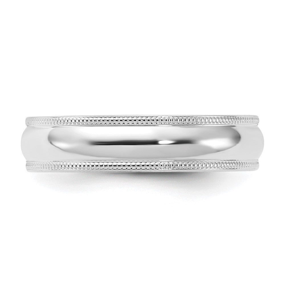 18k White Gold 5mm Milgrain Half Round Comfort Fit Wedding Band Ring