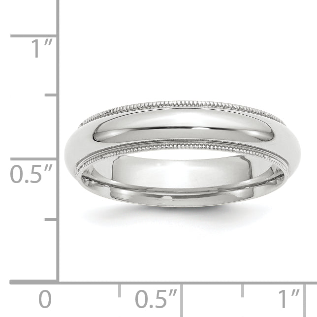 Solid 10K White Gold 5mm Milgrain Comfort Fit Men's/Women's Wedding Band Ring Size 7.5