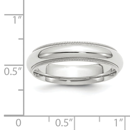 Solid 10K White Gold 5mm Milgrain Comfort Fit Men's/Women's Wedding Band Ring Size 7.5
