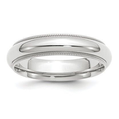 Solid 10K White Gold 5mm Milgrain Comfort Fit Men's/Women's Wedding Band Ring Size 7.5