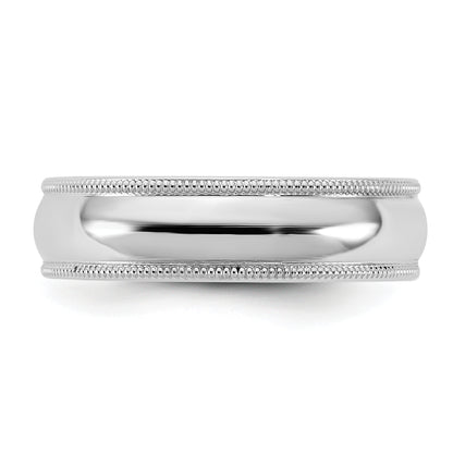 10K White Gold 10Kw 5.5mm Milgrain Comfort Fit Band Size 7