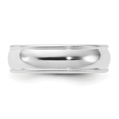 Solid 14K White Gold 6mm Milgrain Comfort Fit Men's/Women's Wedding Band Ring Size 5.5