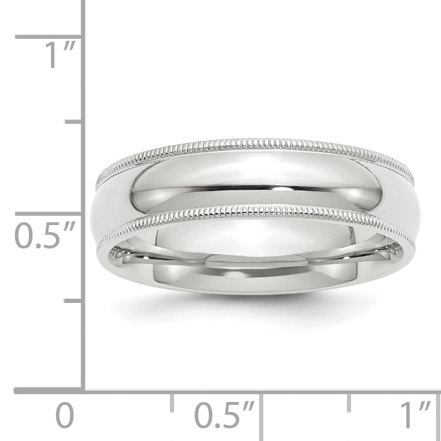 Solid 14K White Gold 6mm Milgrain Comfort Fit Men's/Women's Wedding Band Ring Size 5.5