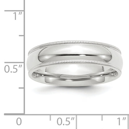 Solid 14K White Gold 6mm Milgrain Comfort Fit Men's/Women's Wedding Band Ring Size 5.5