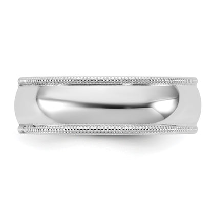 10K White Gold 10Kw 6.5mm Milgrain Comfort Fit Band Size 8