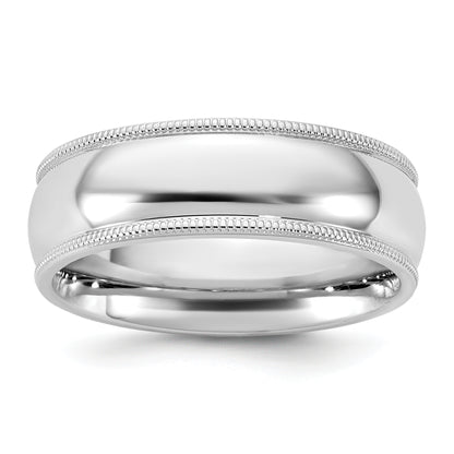 10K White Gold 10Kw 6.5mm Milgrain Comfort Fit Band Size 8.5