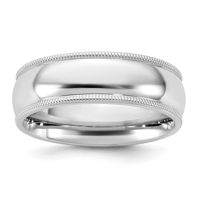 10K White Gold 10Kw 6.5mm Milgrain Comfort Fit Band Size 5.5