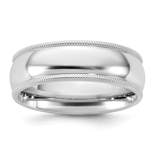 10K White Gold 10Kw 6.5mm Milgrain Comfort Fit Band Size 5.5
