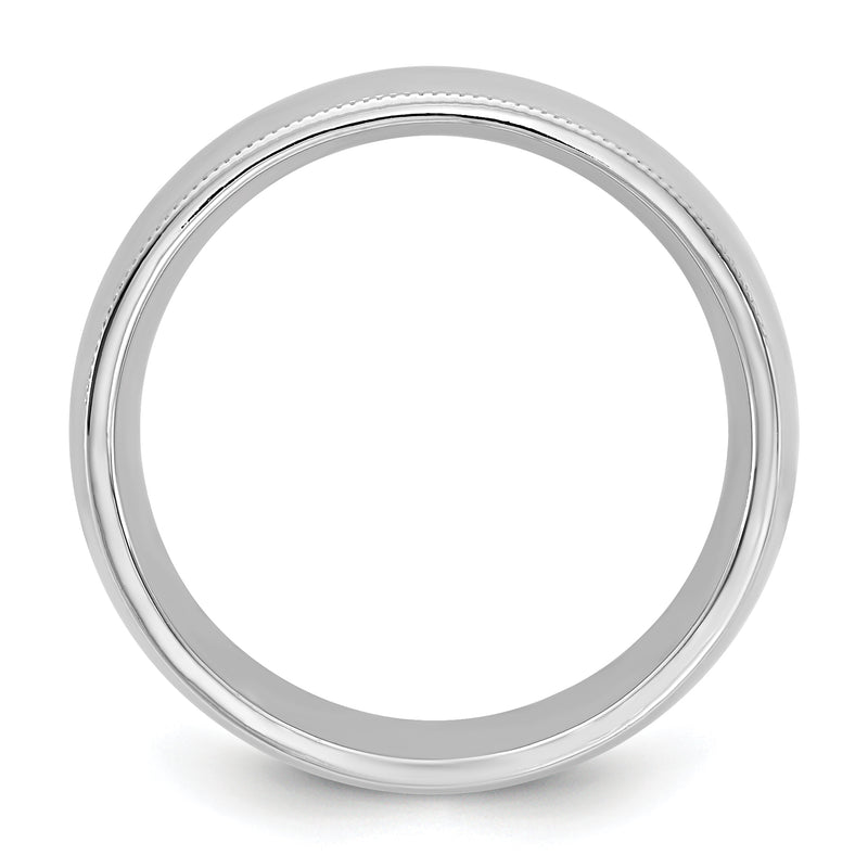 10K White Gold 10Kw 7mm Milgrain Comfort Fit Band Size 7