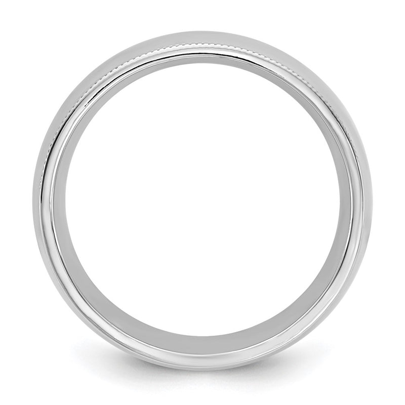 10K White Gold 10Kw 7mm Milgrain Comfort Fit Band Size 6.5