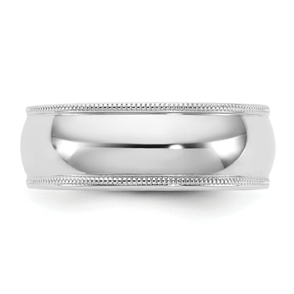 10K White Gold 10Kw 7mm Milgrain Comfort Fit Band Size 5