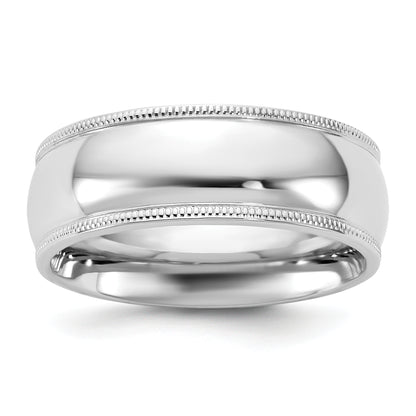 10K White Gold 10Kw 7mm Milgrain Comfort Fit Band Size 5
