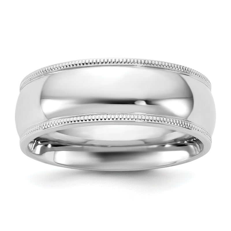 10K White Gold 10Kw 7mm Milgrain Comfort Fit Band Size 7