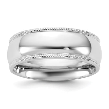 10K White Gold 10Kw 7mm Milgrain Comfort Fit Band Size 6.5