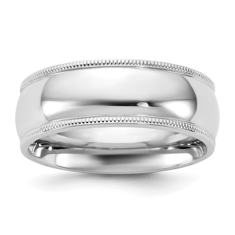10K White Gold 10Kw 7mm Milgrain Comfort Fit Band Size 6.5