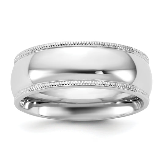 10K White Gold 10Kw 7mm Milgrain Comfort Fit Band Size 6.5