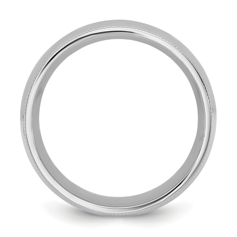 10K White Gold 10Kw 8mm Milgrain Comfort Fit Band Size 6.5