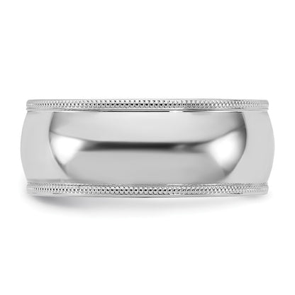10K White Gold 10Kw 8mm Milgrain Comfort Fit Band Size 5.5