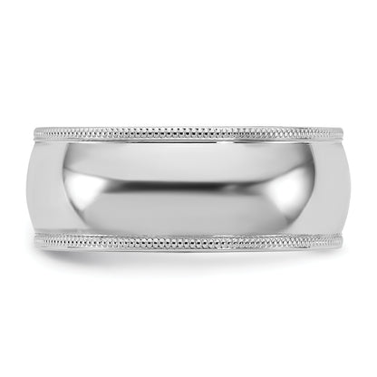 10K White Gold 10Kw 8mm Milgrain Comfort Fit Band Size 11
