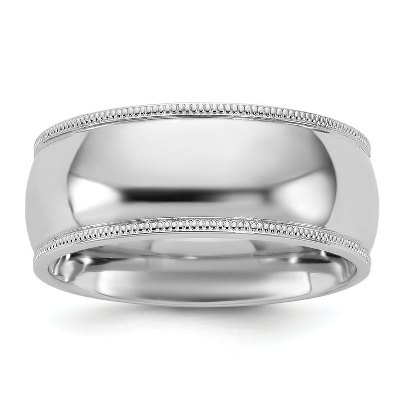 10K White Gold 10Kw 8mm Milgrain Comfort Fit Band Size 6.5