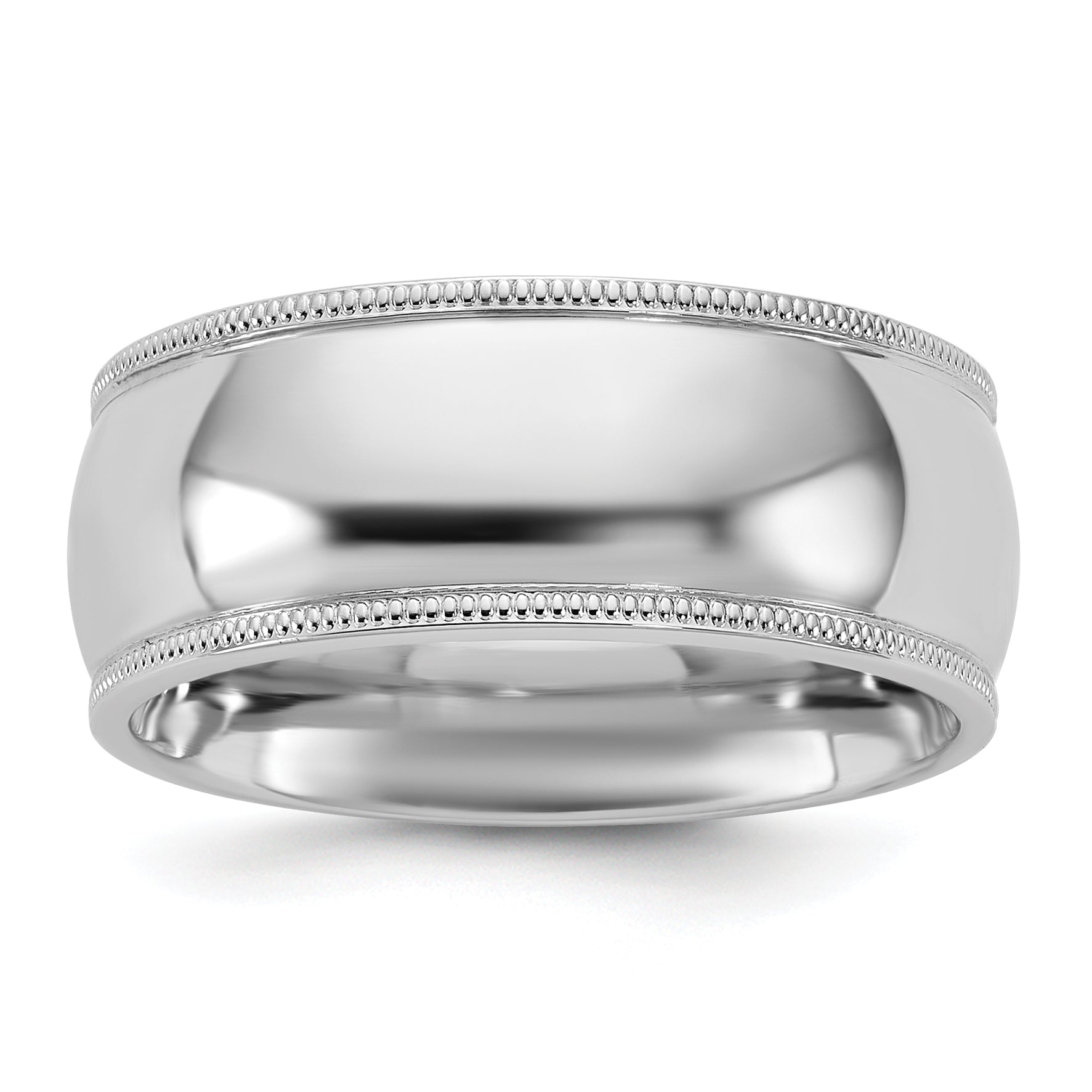 10K White Gold 10Kw 8mm Milgrain Comfort Fit Band Size 11