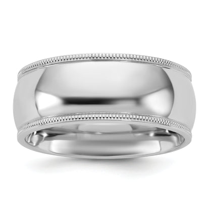 10K White Gold 10Kw 8mm Milgrain Comfort Fit Band Size 11