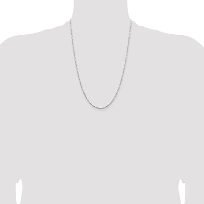 14K White Gold 24 Inch 1.8mm Diamond Cut Milano Rope With Lobster Clasp Chain Necklace