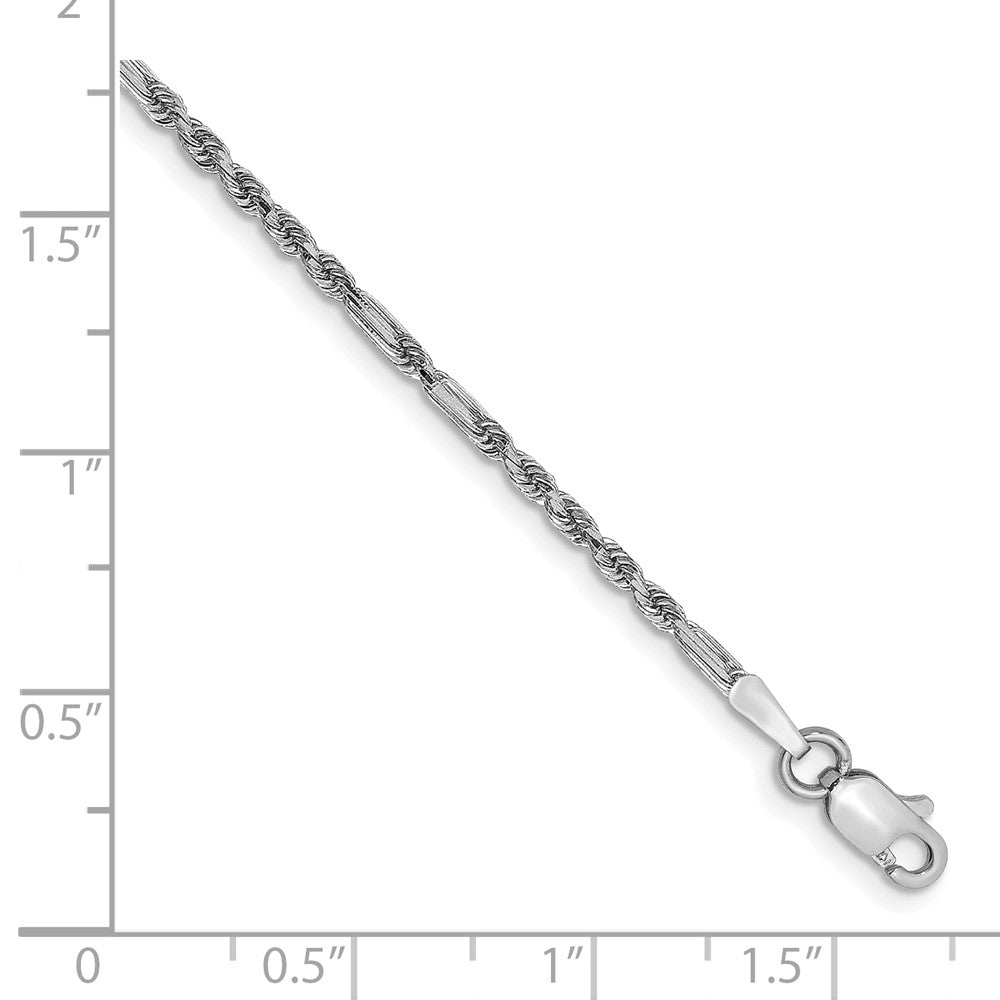 14k White Gold 1.8mm D/C Milano Rope Chain Bracelet